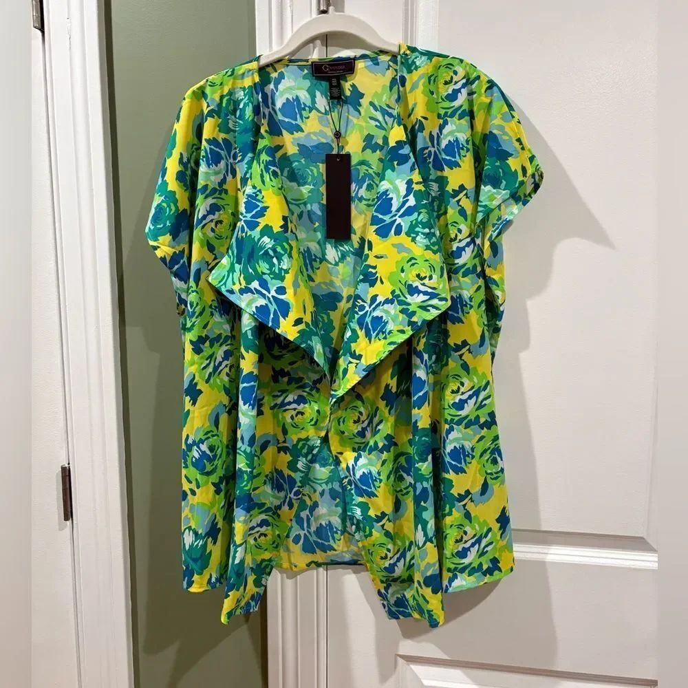 Christian Siriano Floral Kimono Green Yellow NWT Lightweight